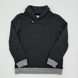 Cat & Jack Boy’s Dark Gray & Marled Cuffs Shawl Collar Sweater Medium 8/10